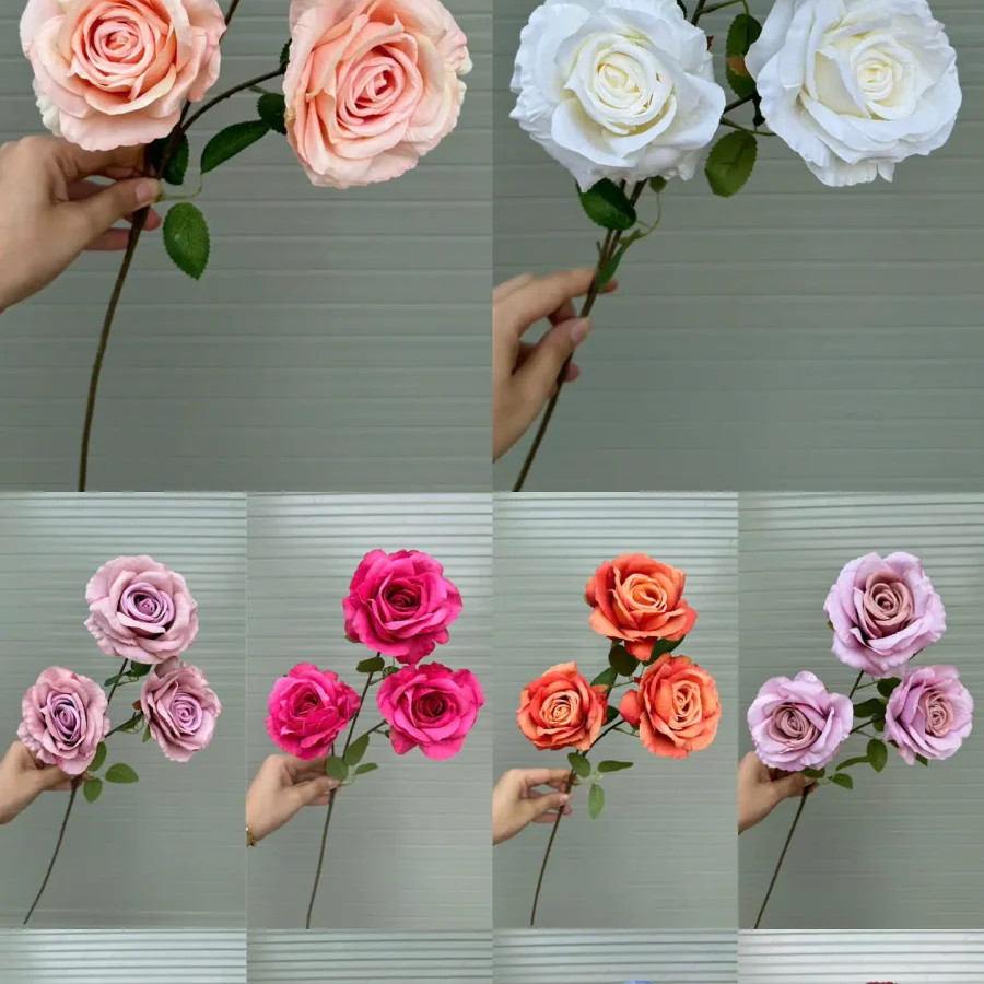 Hồng paris 3 bông nỉ nhung